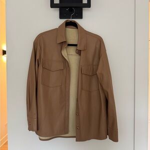 Brown Faux Leather Shacket